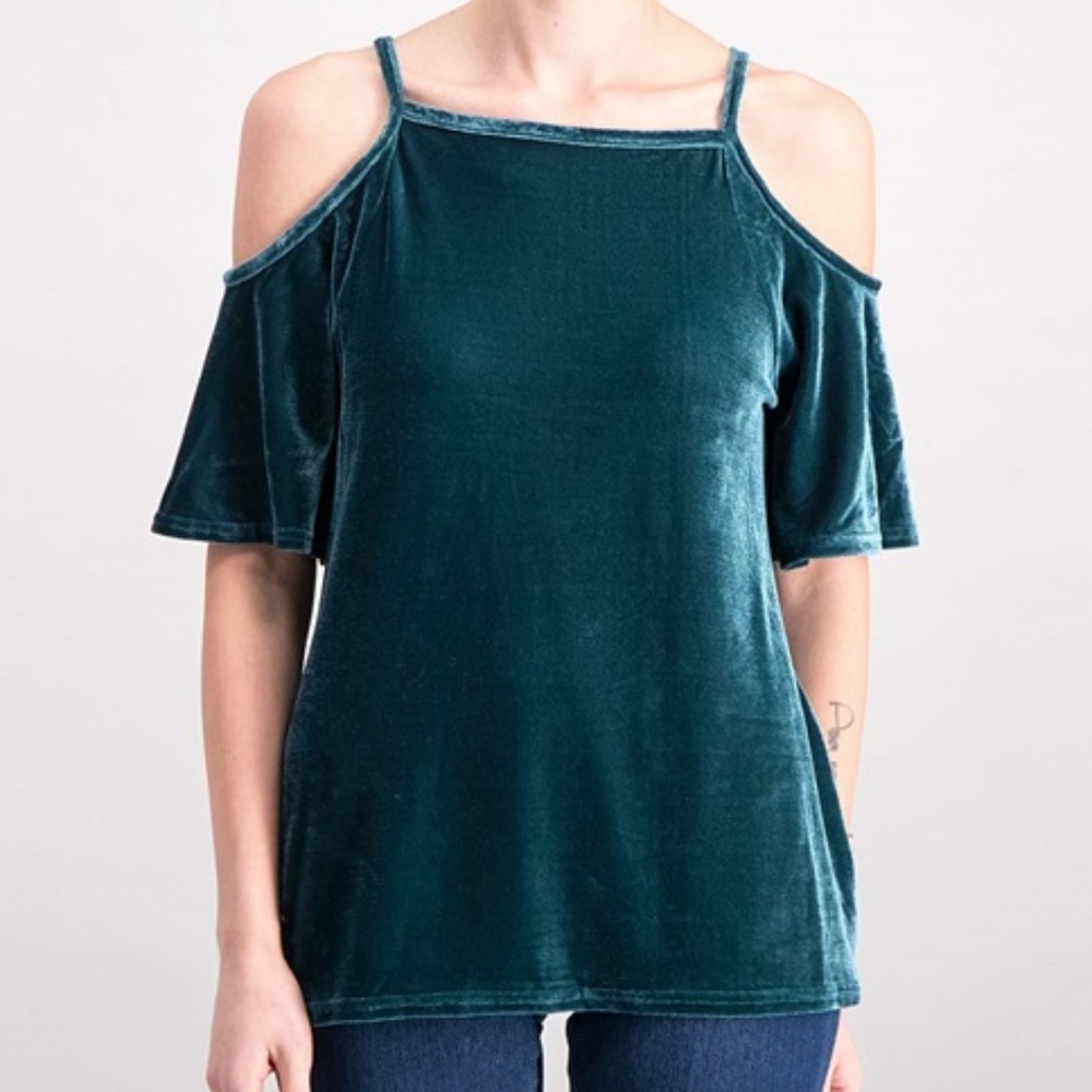 Ultra Flirt juniors M cold shoulder velvet blouse short sleeve festival Whimsica